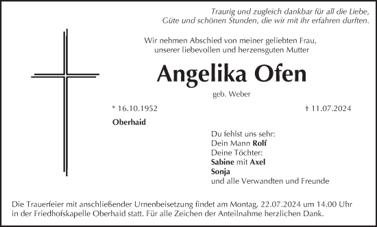 Anzeige von Angelika Ofen von MGO