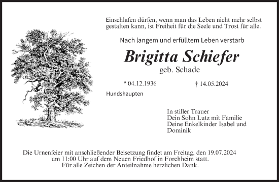 Anzeige von Brigitta Schiefer von MGO