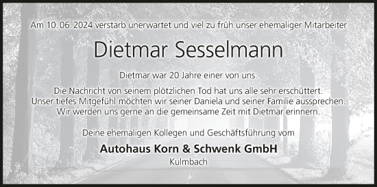 Anzeige von Dietmar Sesselmann von MGO