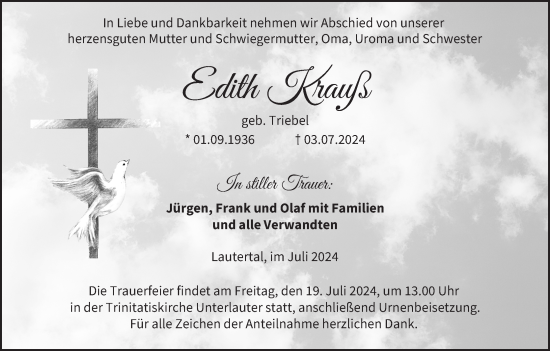 Anzeige von Edith Krauß von MGO