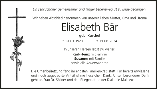 Anzeige von Elisabeth Bär von MGO