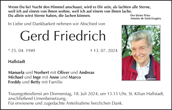 Anzeige von Gerd Friedrich von MGO