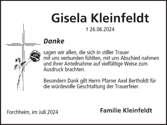 Anzeige von Gisela Kleinfeldt von MGO