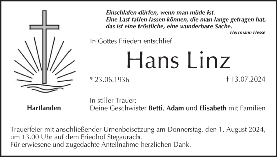 Anzeige von Hans Linz von MGO