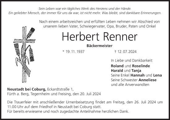 Anzeige von Herbert Renner von MGO