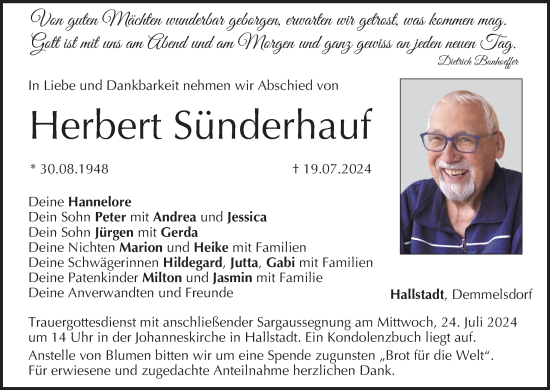 Anzeige von Herbert Sünderhauf von MGO