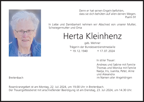 Anzeige von Herta Kleinhenz von MGO