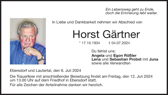 Anzeige von Horst Gärtner von MGO
