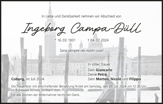 Anzeige von Ingeborg Campa-Düll von MGO