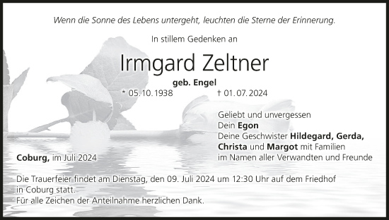 Anzeige von Irmgard Zeltner von MGO