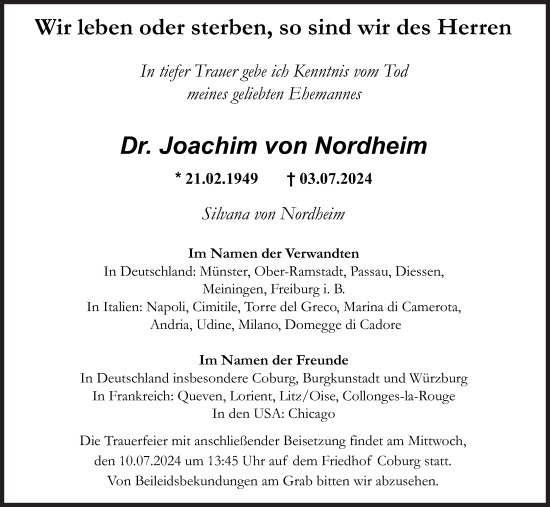 Anzeige von Joachim von Nordheim von MGO