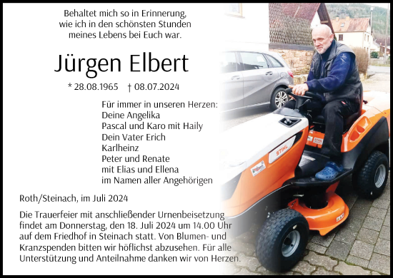 Anzeige von Jürgen Elbert von MGO