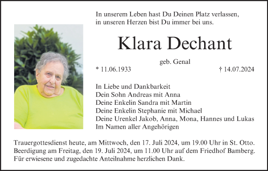 Anzeige von Klara Dechant von MGO