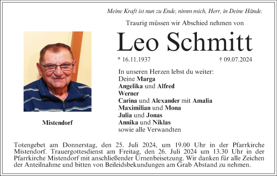 Anzeige von Leo Schmitt von MGO