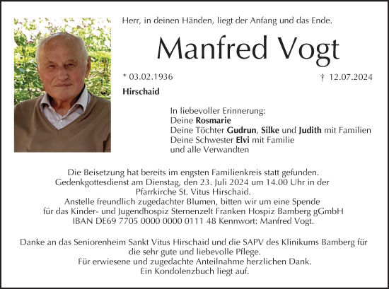 Anzeige von Manfred Vogt von MGO