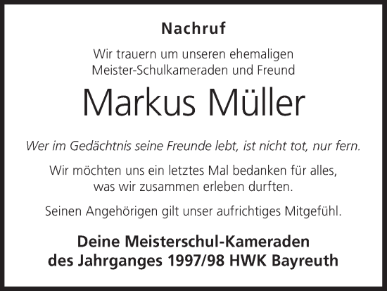 Anzeige von Markus Müller von MGO