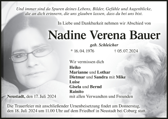 Anzeige von Nadine Verena Bauer von MGO