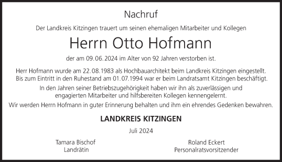 Anzeige von Otto Hofmann von MGO