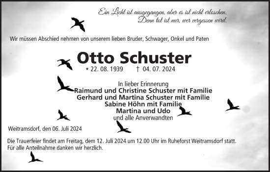 Anzeige von Otto Schuster von MGO