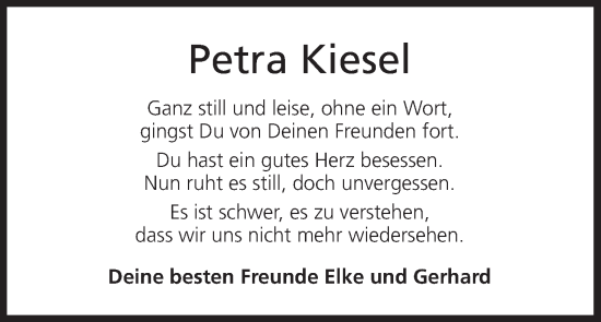 Anzeige von Petra Kiesel von MGO