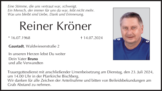 Anzeige von Reiner Kröner von MGO