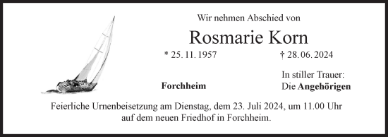 Anzeige von Rosmarie Korn von MGO