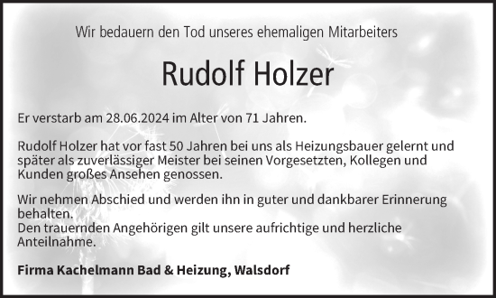 Anzeige von Rudolf Holzer von MGO