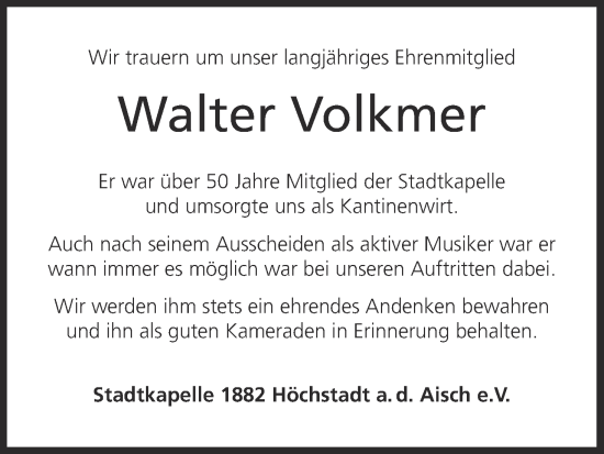 Anzeige von Walter Volkmer von MGO