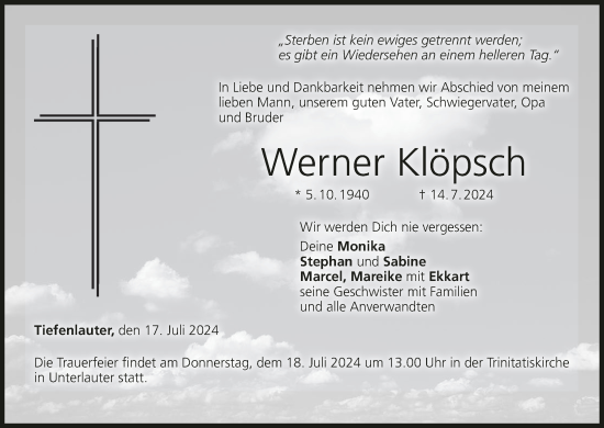 Anzeige von Werner Klöpsch von MGO
