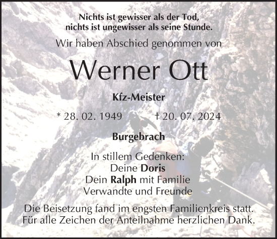 Anzeige von Werner Ott von MGO