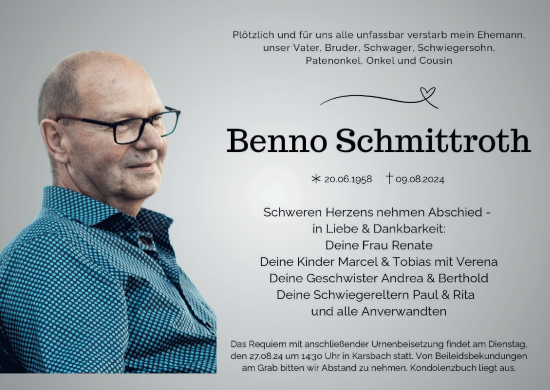 Anzeige von Benno Schmittroth von MGO