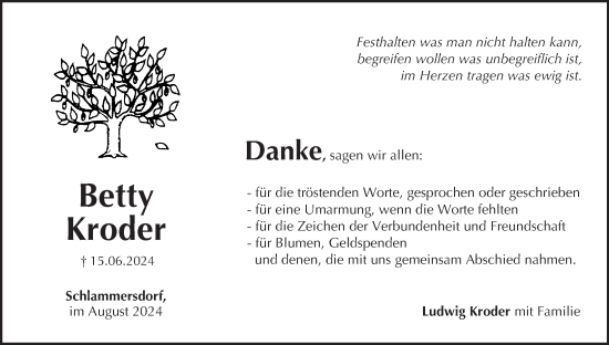 Anzeige von Betty Kroder von MGO