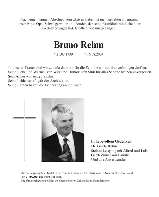 Anzeige von Bruno Rehm von MGO