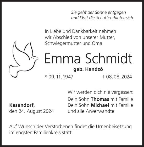 Anzeige von Emma Schmidt von MGO