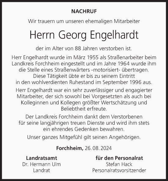 Anzeige von Georg Engelhardt von MGO
