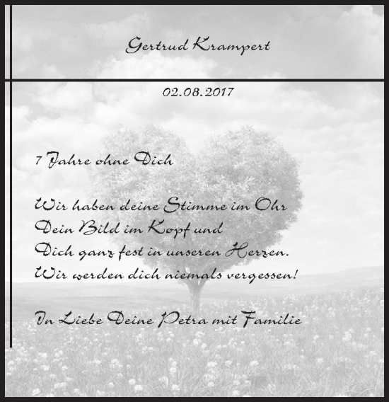 Anzeige von Gertrud Krampert von MGO