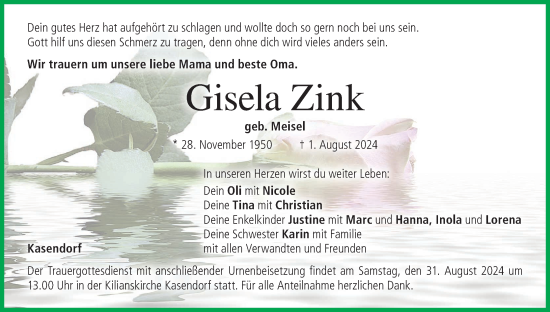 Anzeige von Gisela Zink von MGO