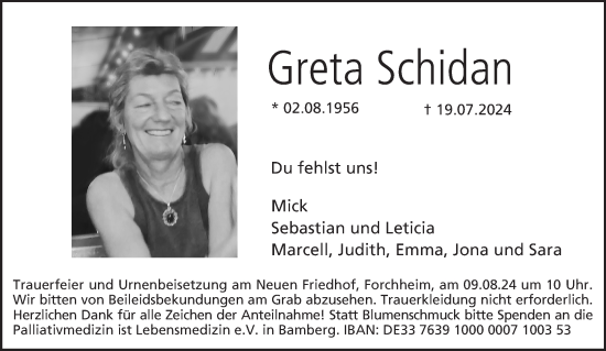Anzeige von Greta Schidan von MGO