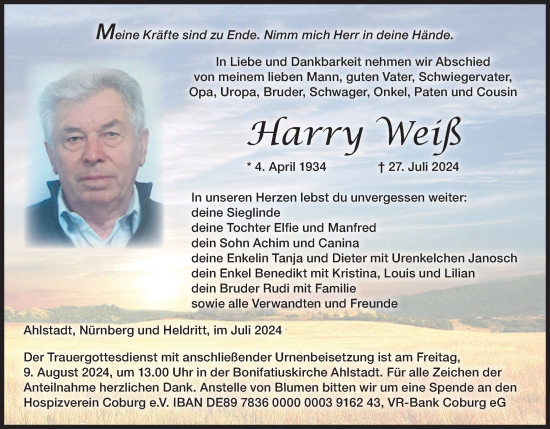 Anzeige von Harry Weiß von MGO