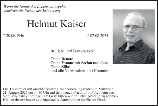 Anzeige von Helmut Kaiser von MGO