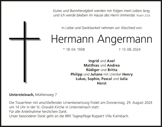 Anzeige von Hermann Angermann von MGO