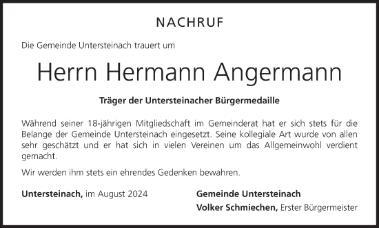 Anzeige von Hermann Angermann von MGO