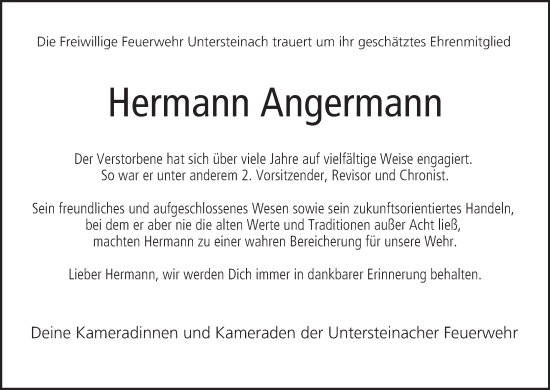 Anzeige von Hermann Angermann von MGO