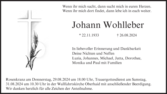 Anzeige von Johann Wohlleber von MGO