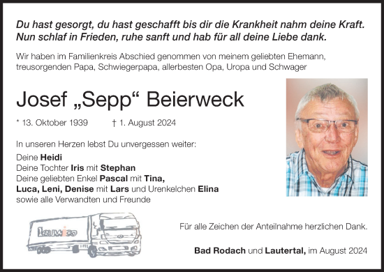 Anzeige von Josef Beierweck von MGO