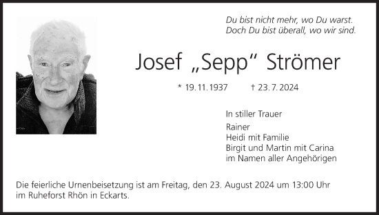 Anzeige von Josef  Strömer von MGO