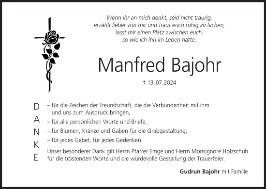 Anzeige von Manfred Bajohr von MGO