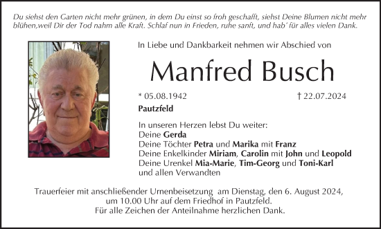 Anzeige von Manfred Busch von MGO