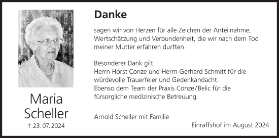 Anzeige von Maria Scheller von MGO