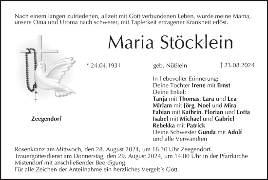 Anzeige von Maria Stöcklein von MGO